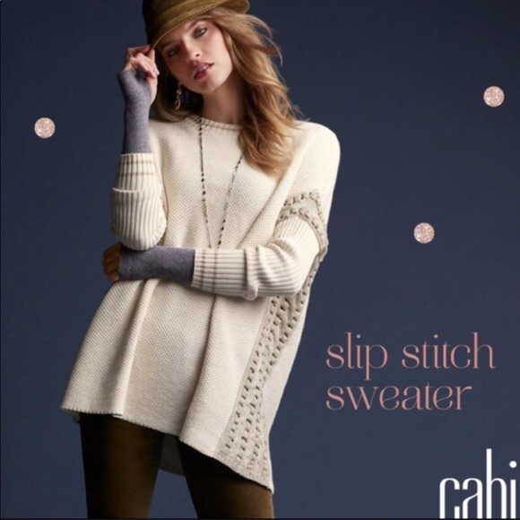 CAbi Sweaters - Cabi Slip Stitch Woven Oversized Sweater #3681